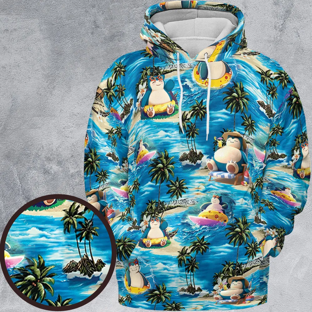 Snorlax Surfing Summer Vibes All-over Print Hoodie - 2