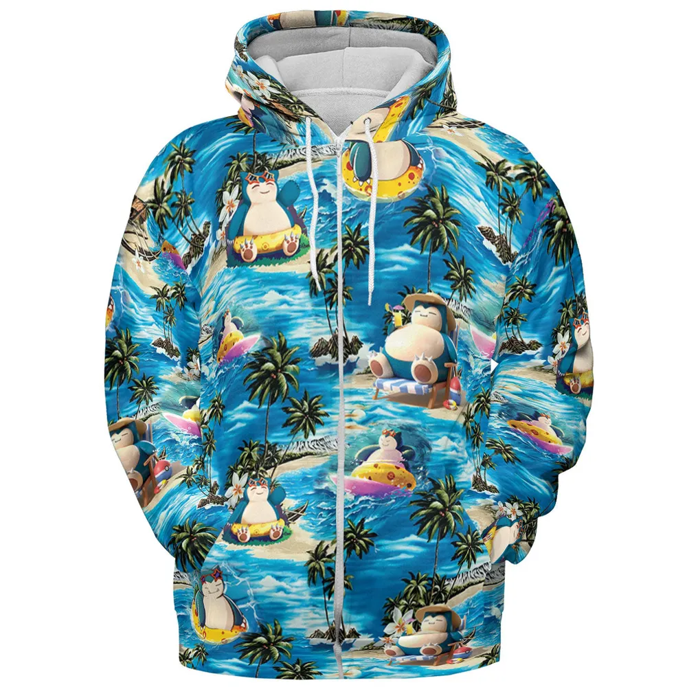 Snorlax Surfing Summer Vibes All-over Print Hoodie - 4
