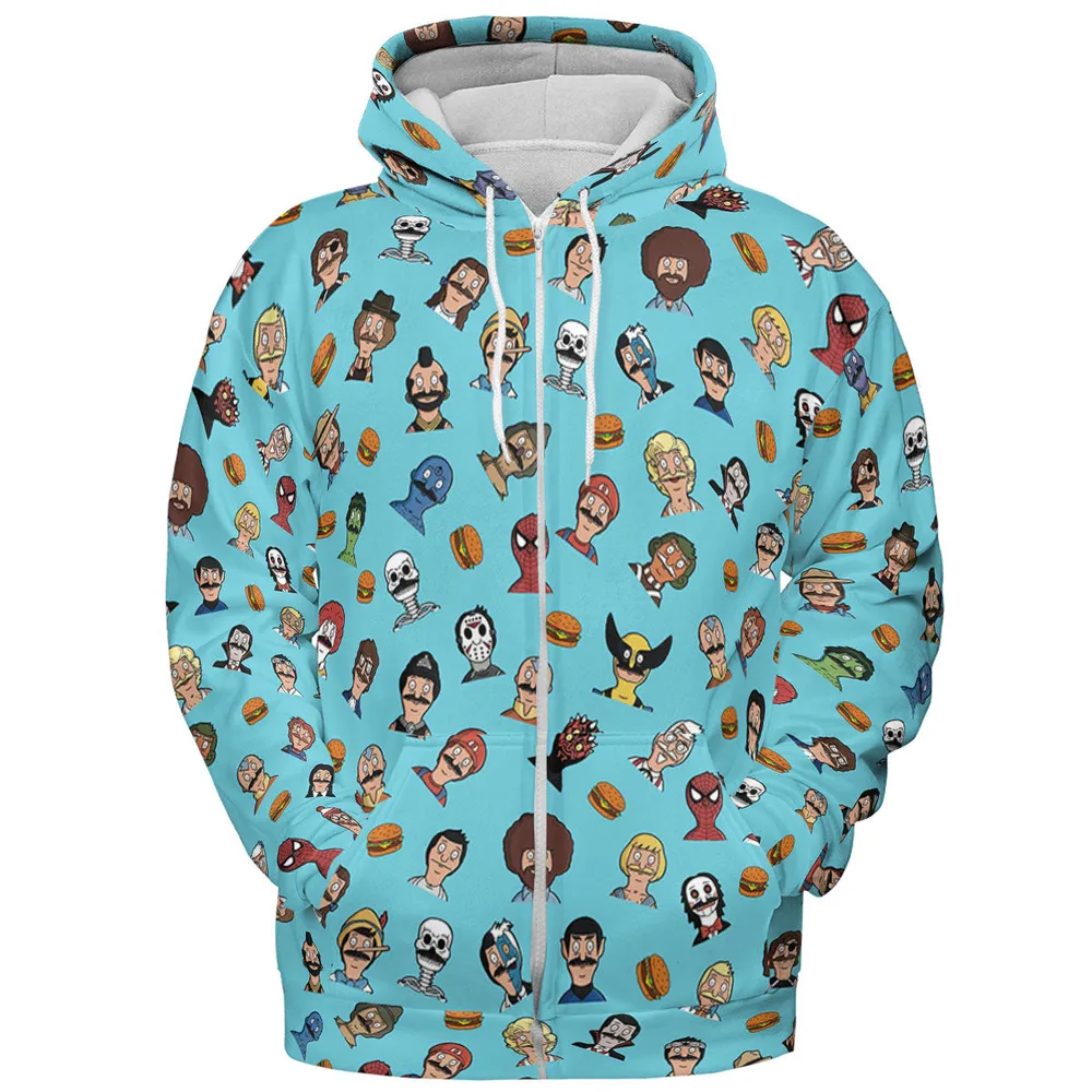 Many Faces of Bob's Burger All-over Print Hoodie - 4
