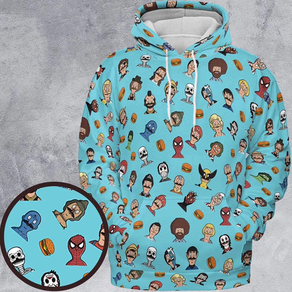 Many Faces of Bob's Burger All-over Print Hoodie - 2