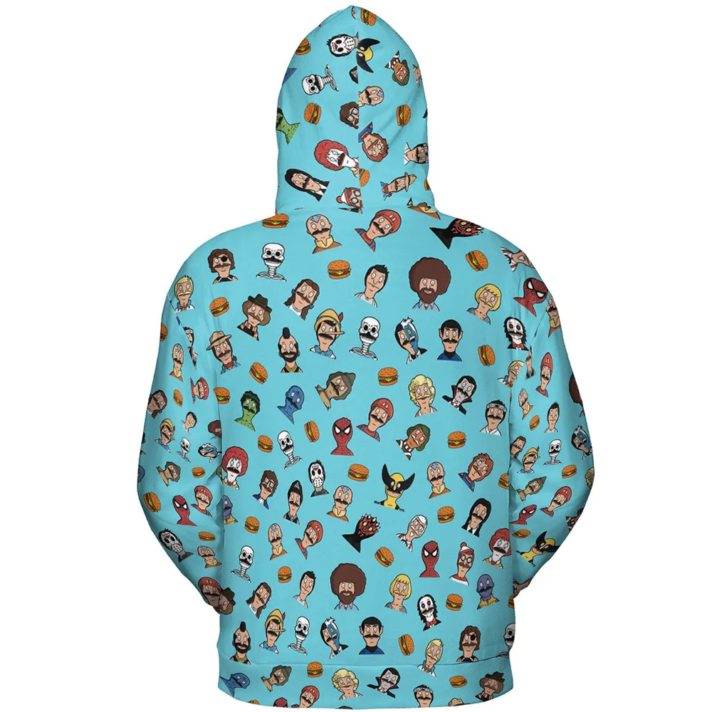 Many Faces of Bob's Burger All-over Print Hoodie - 5