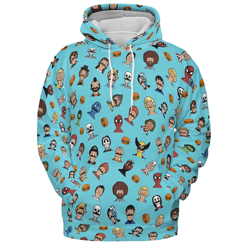 Many Faces of Bob's Burger All-over Print Hoodie - 3
