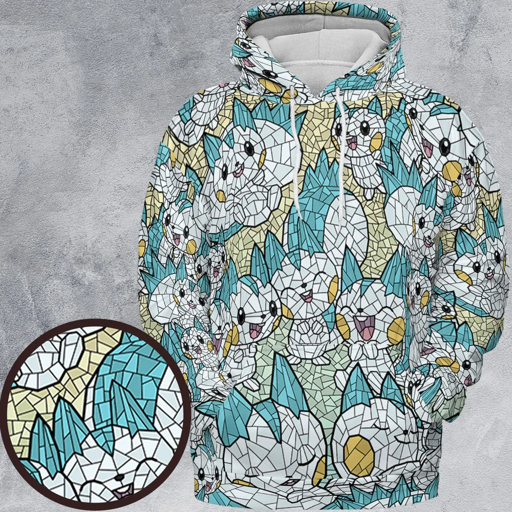 Pachirisu Stained Glass Pokemon All-over Print Hoodie - 2