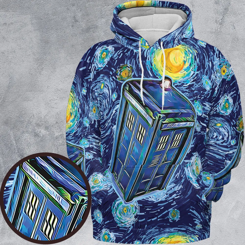 Tardis Starry Night Doctor Who All-over Print Hoodie - 2
