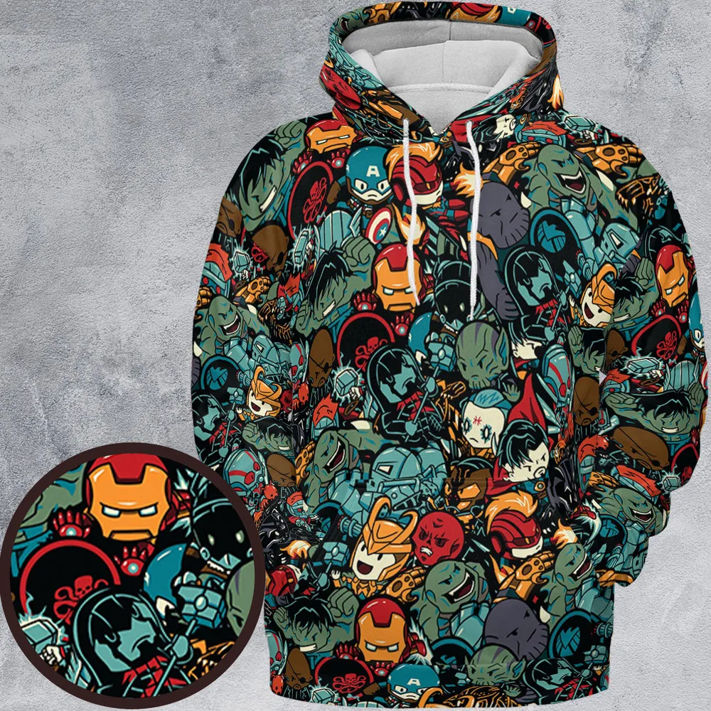 Marvelous Chibi Characters Pattern All-over Print Hoodie - 2