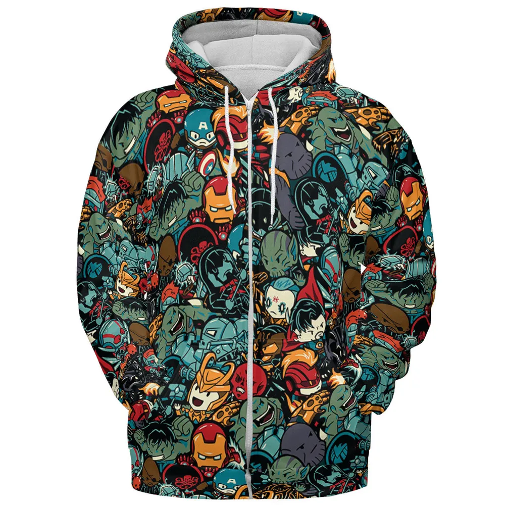 Marvelous Chibi Characters Pattern All-over Print Hoodie - 4