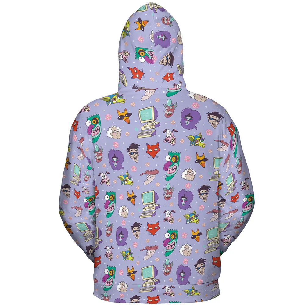 Courage the Cowardly Dog Characters Pattern All-over Print Hoodie - 5