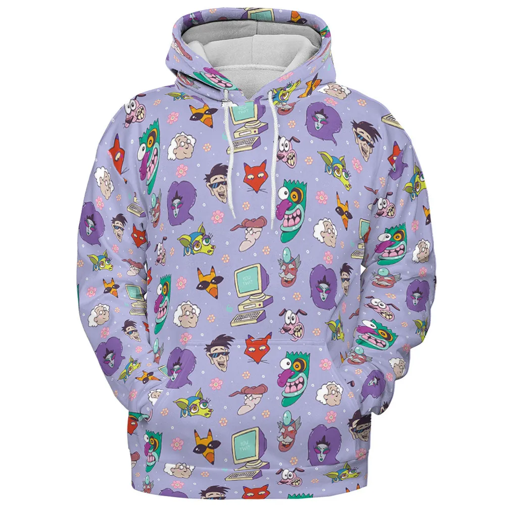 Courage the Cowardly Dog Characters Pattern All-over Print Hoodie - 3