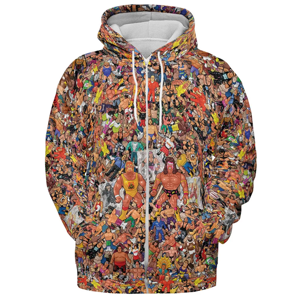Wrestling Hulk Hogan and Buddies Figures All-over Print Hoodie - 4