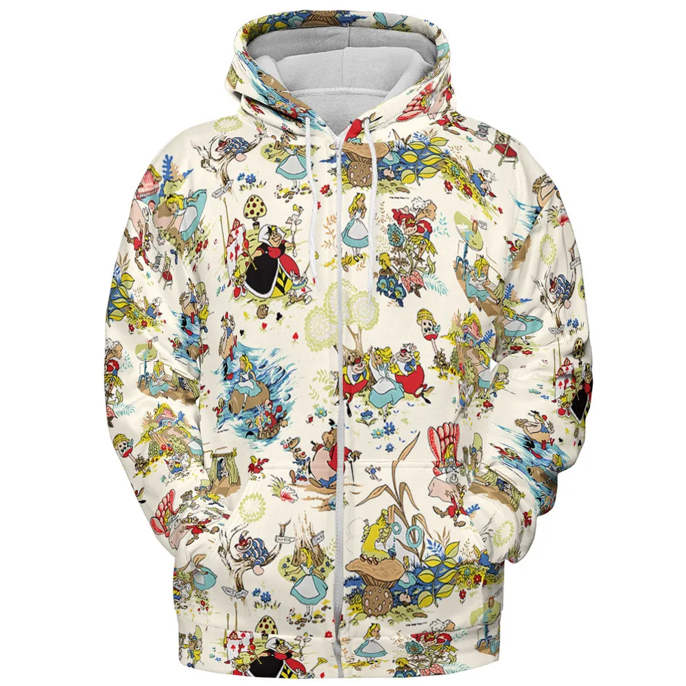 Alice In Wonderland Pattern All-over Print Hoodie - 4