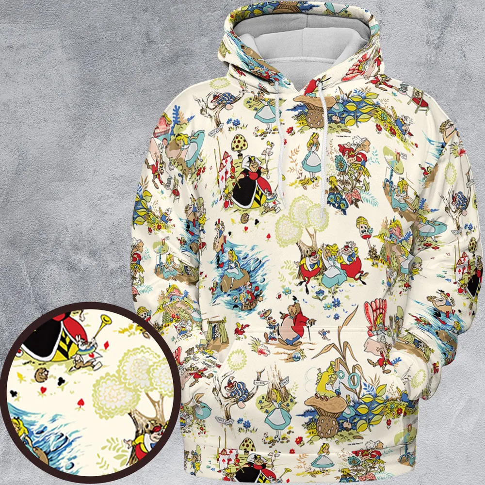 Alice In Wonderland Pattern All-over Print Hoodie - 2