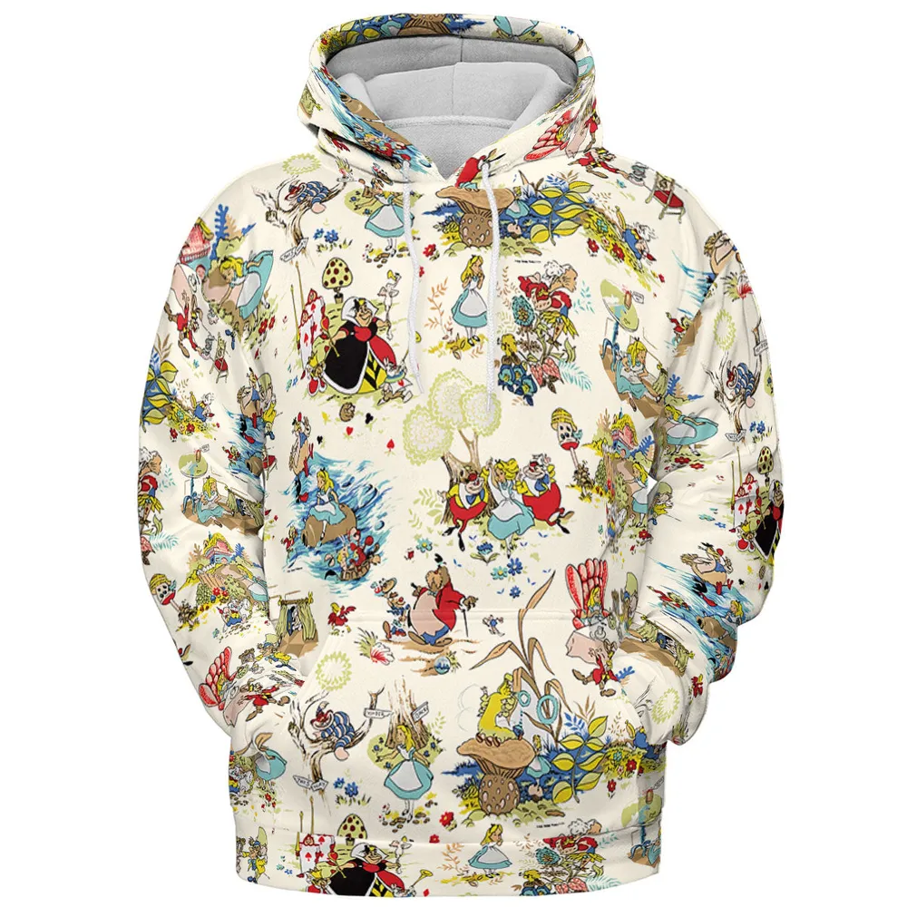 Alice In Wonderland Pattern All-over Print Hoodie - 3