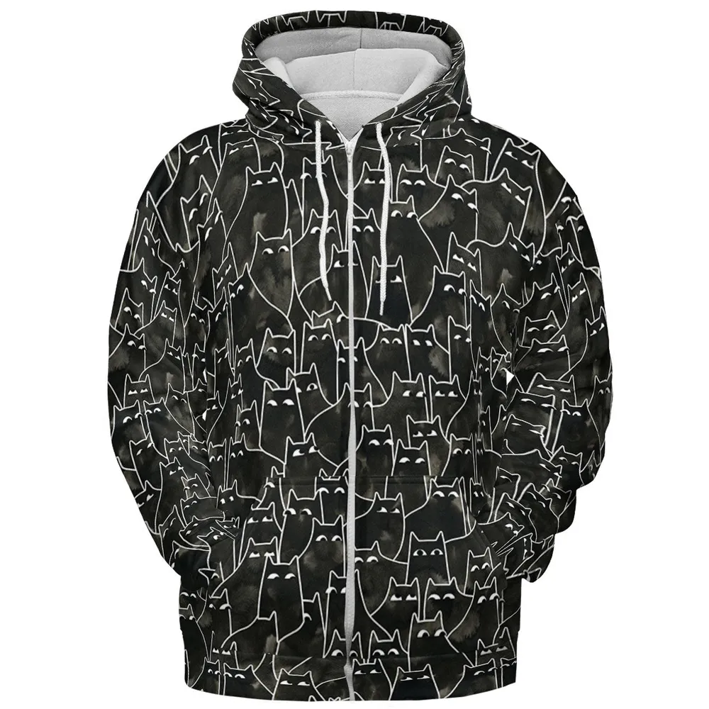 Suspicious Cats Funny Cat All-over Print Hoodie - 4