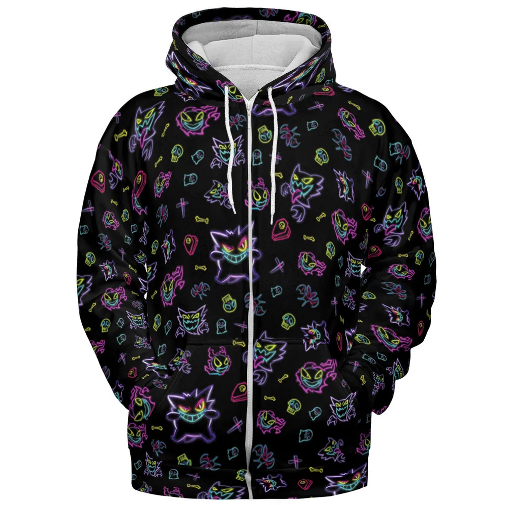 Neon Gastly Haunter Gengar Pokemon All-over Print Hoodie - 4