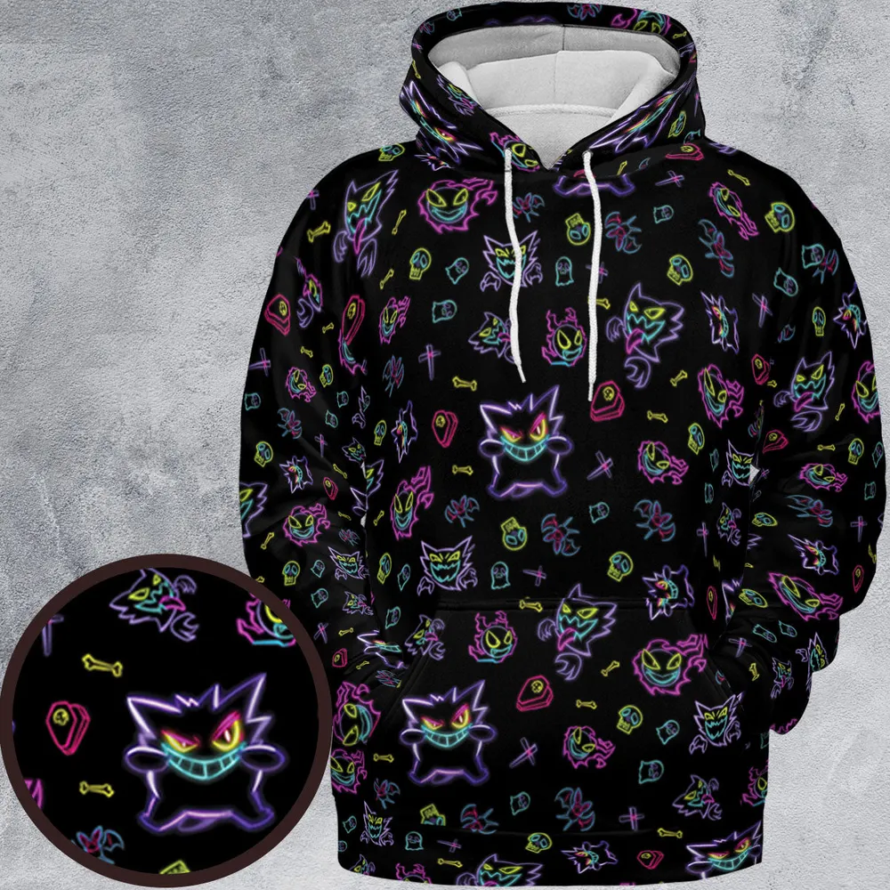 Neon Gastly Haunter Gengar Pokemon All-over Print Hoodie - 2
