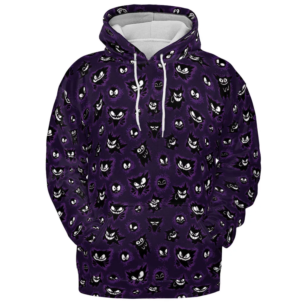 Gastly Haunter and Gengar Pokemon Pattern All-over Print Hoodie - 3