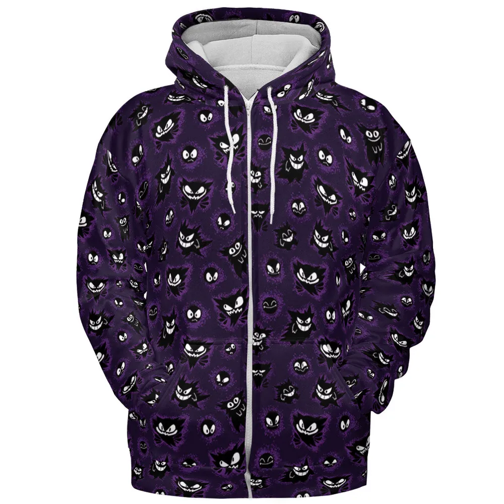 Gastly Haunter and Gengar Pokemon Pattern All-over Print Hoodie - 4