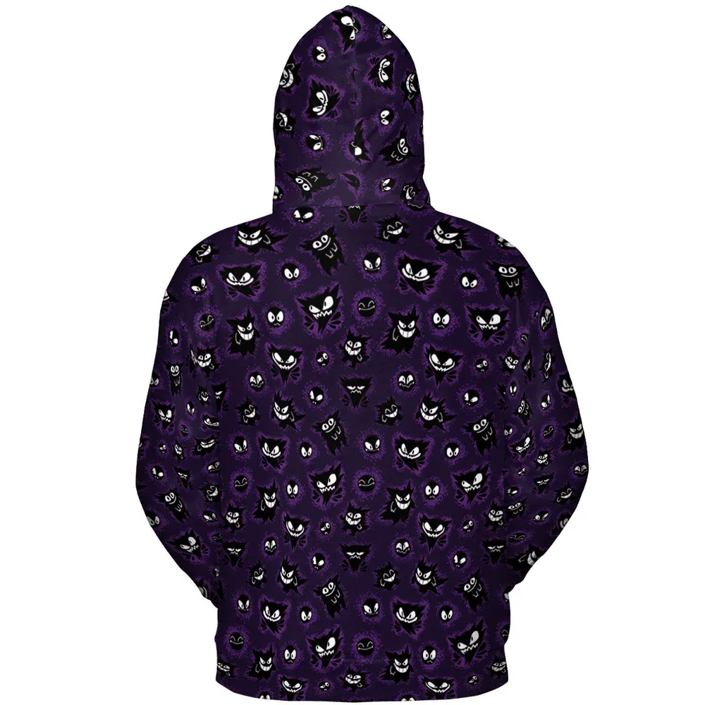 Gastly Haunter and Gengar Pokemon Pattern All-over Print Hoodie - 5