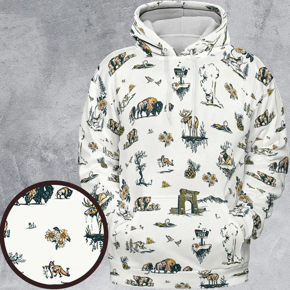 Yellowstone National Park Pattern All-over Print Hoodie - 2