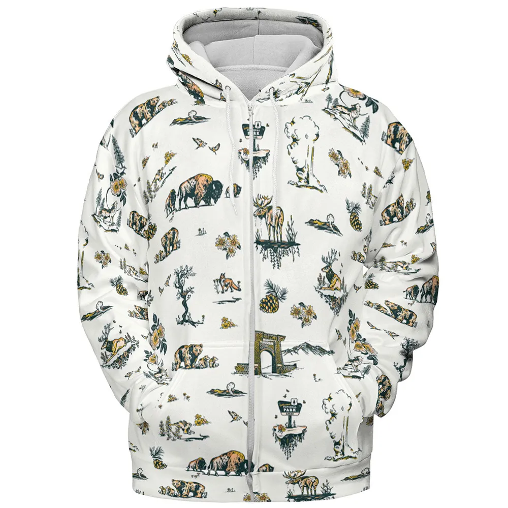 Yellowstone National Park Pattern All-over Print Hoodie - 4