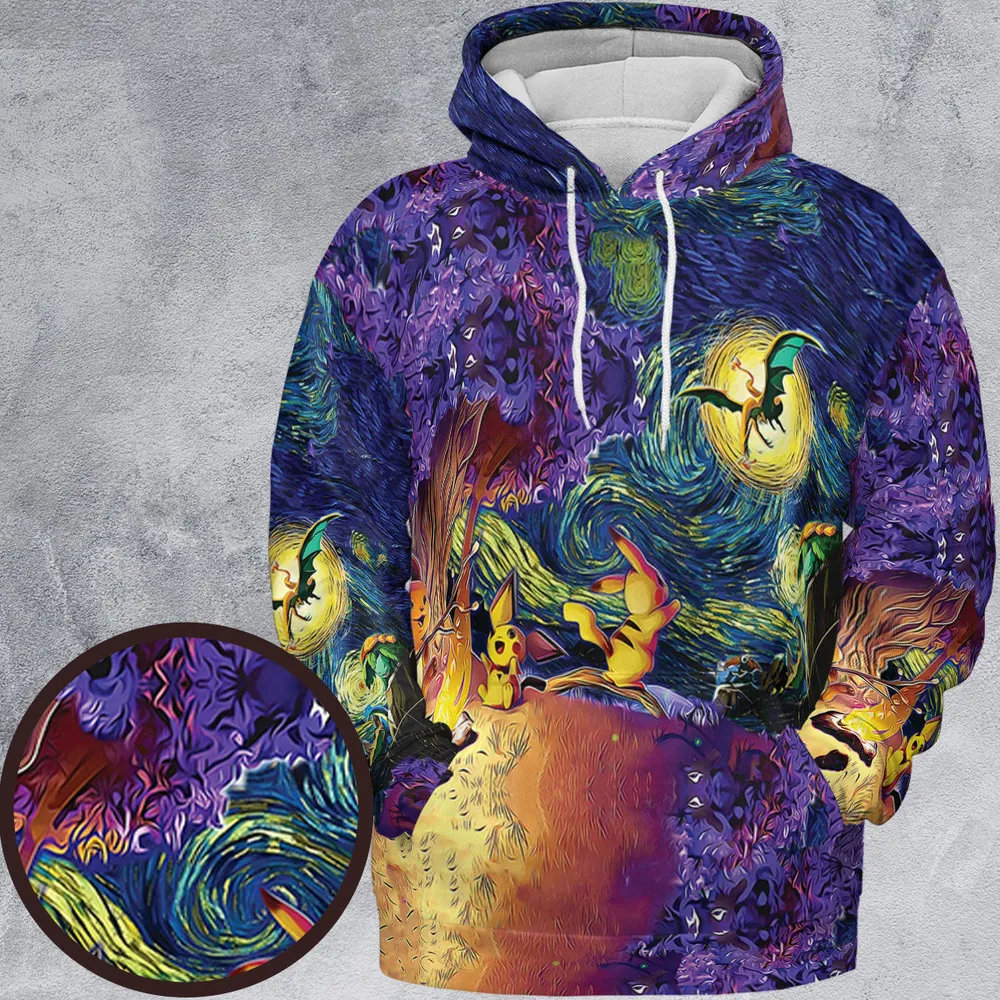 Pokemon Starry Night Campfire All-over Print Hoodie - 2