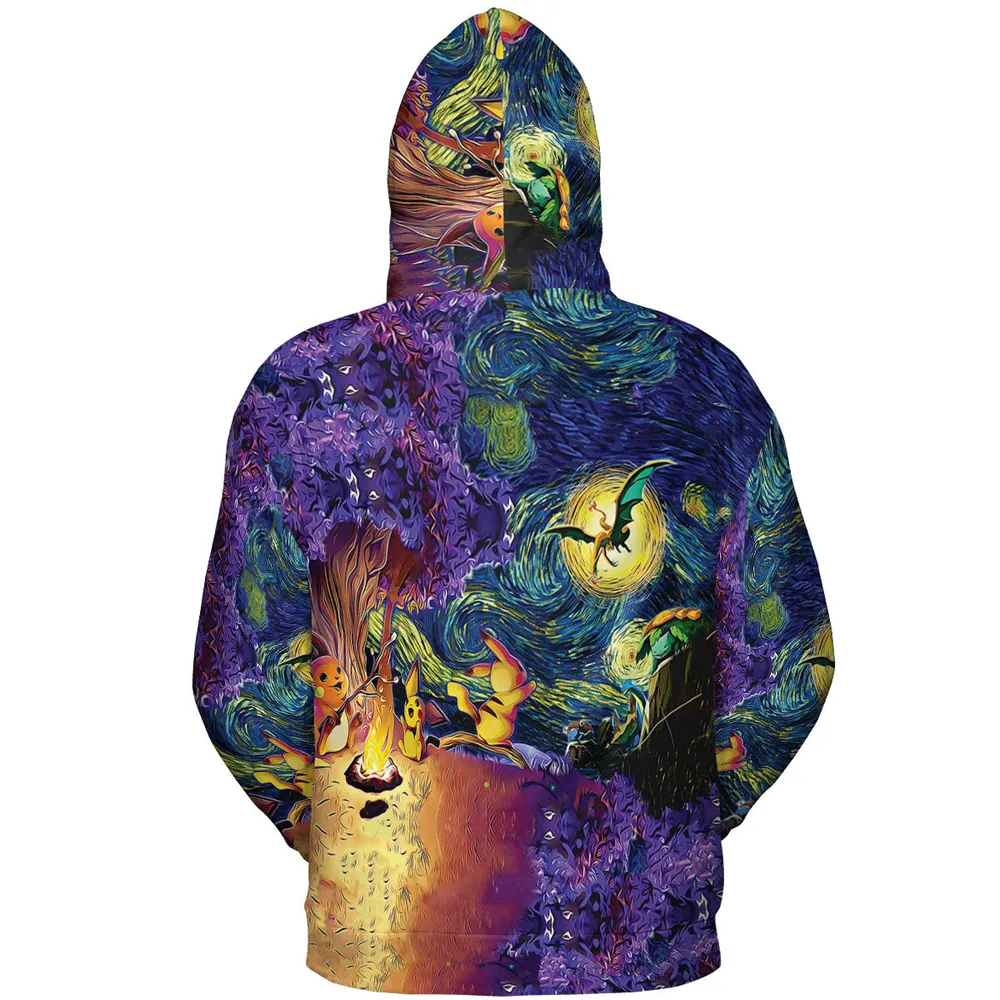 Pokemon Starry Night Campfire All-over Print Hoodie - 5