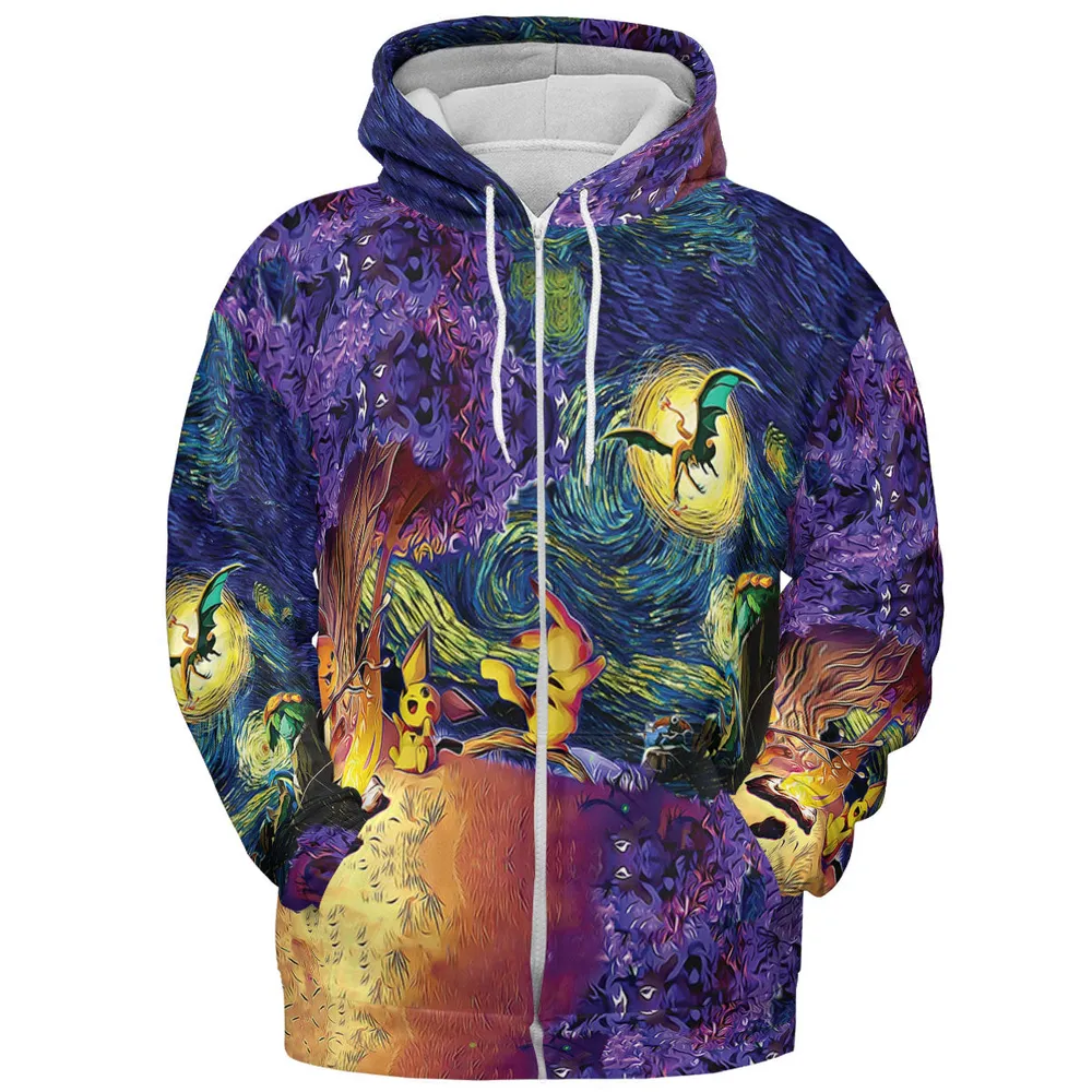 Pokemon Starry Night Campfire All-over Print Hoodie - 4