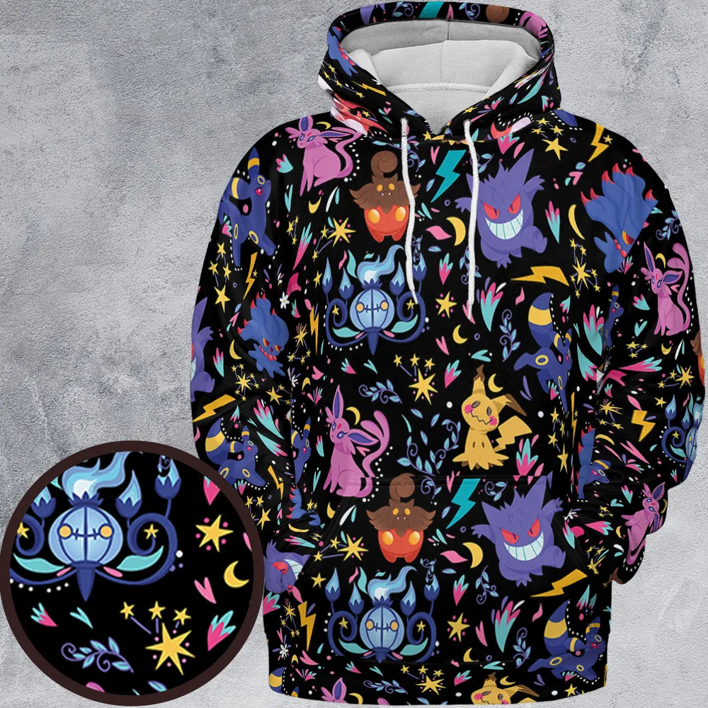 Ghost Buddies Cottagecore Pokemon Patterns All-over Print Hoodie - 2