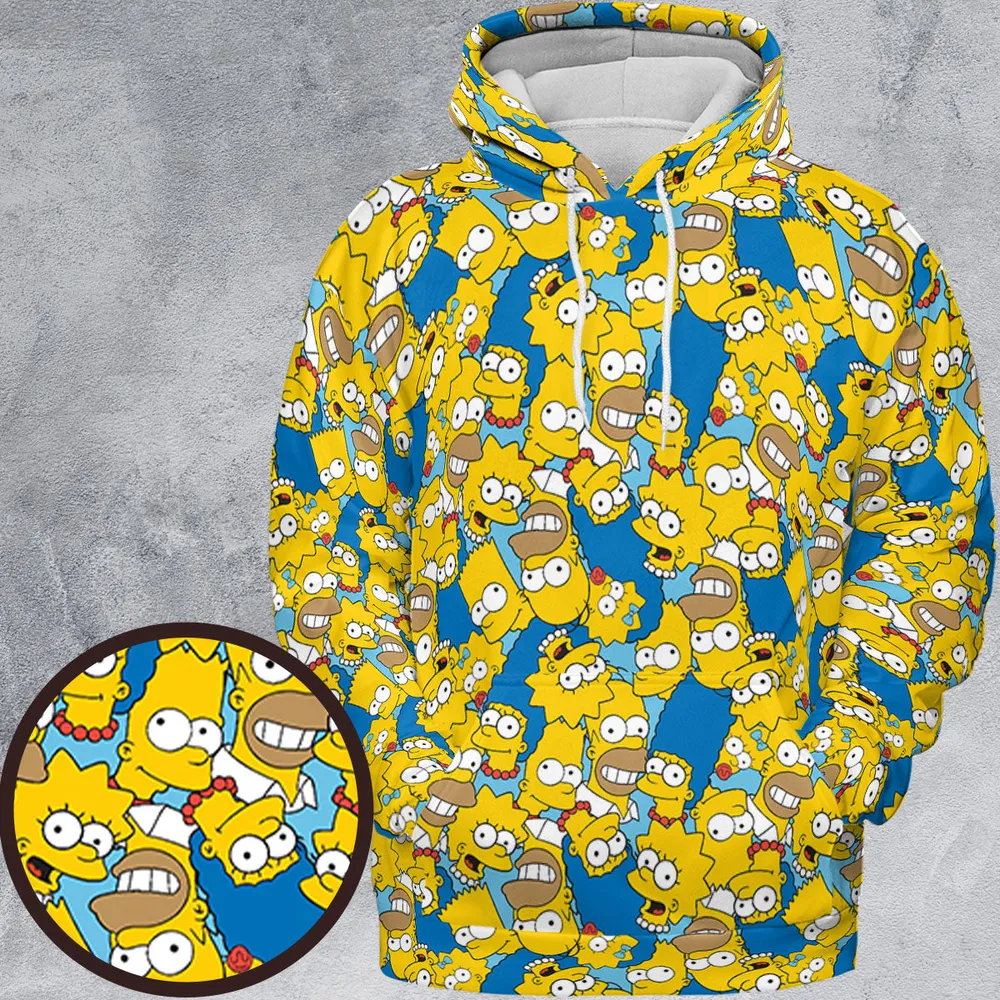 Head Toss The Simpson Characters All-over Print Hoodie - 2