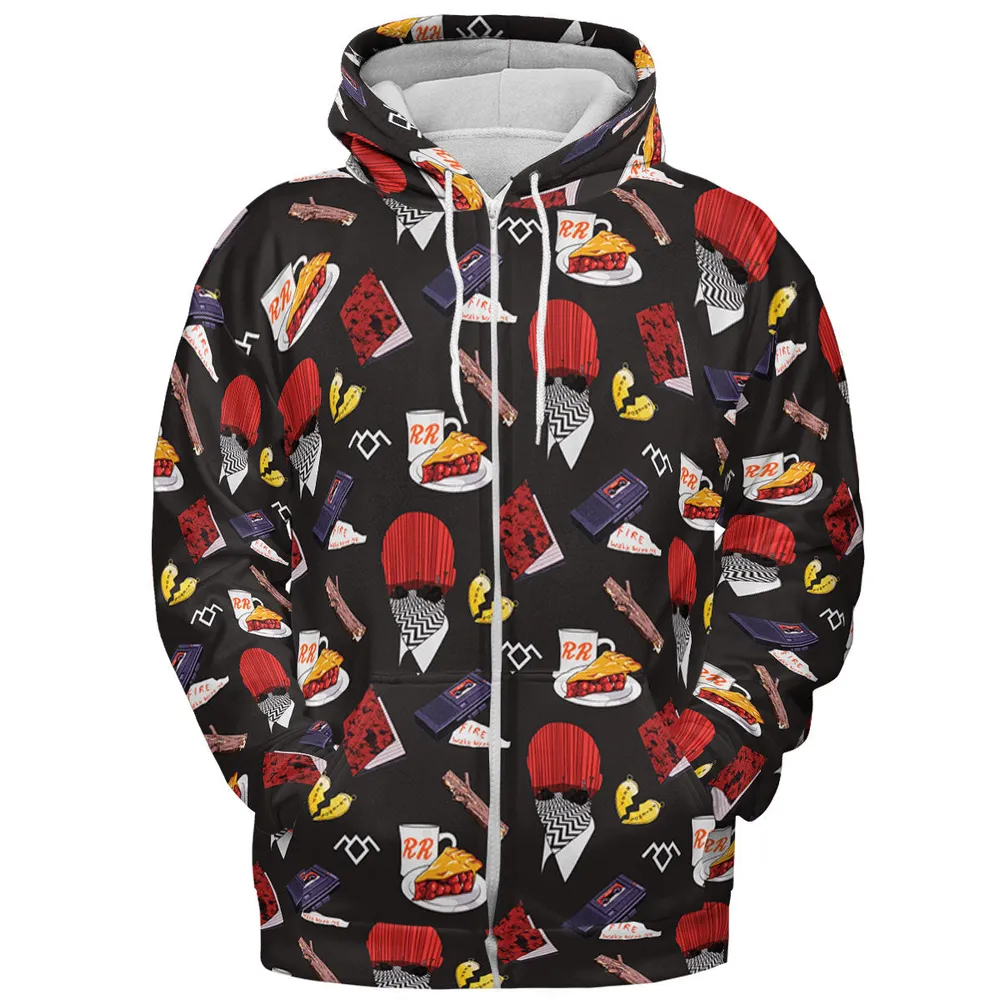 Twin Peaks Pattern All-over Print Hoodie - 4