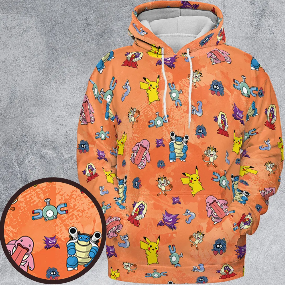 Pokemon Character Scatter All-over Print Hoodie - 2