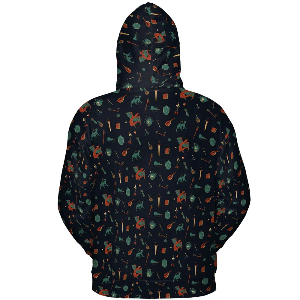 DnD Items and Monsters Pattern All-over Print Hoodie - 5
