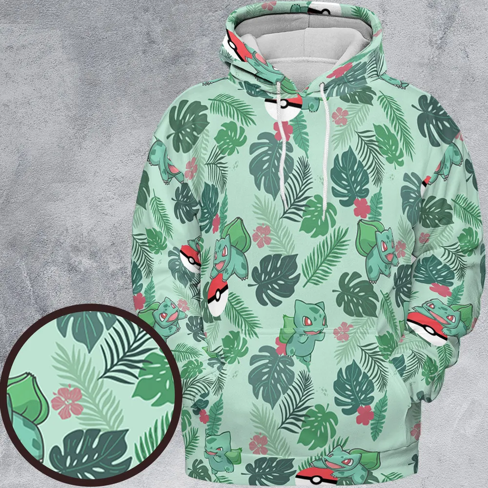 Bulbasaur Pokemon Pattern All-over Print Hoodie - 2