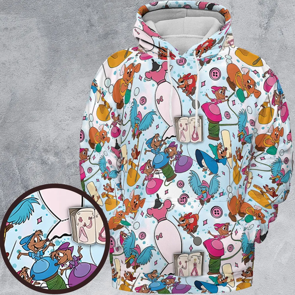 Jaq, Gus, & Sewing Friends All-over Print Hoodie - 2