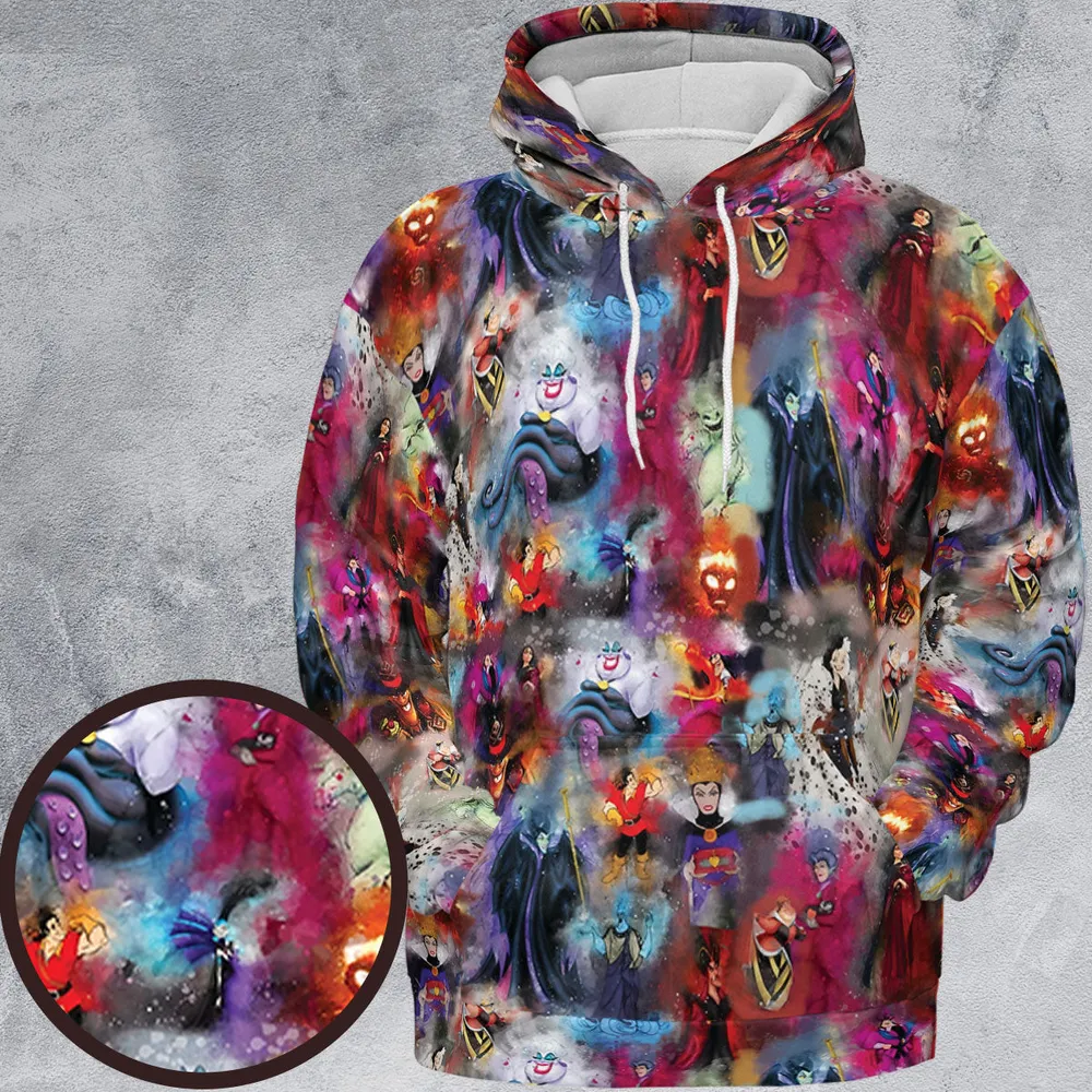 Watercolor Villains All-over Print Hoodie - 2