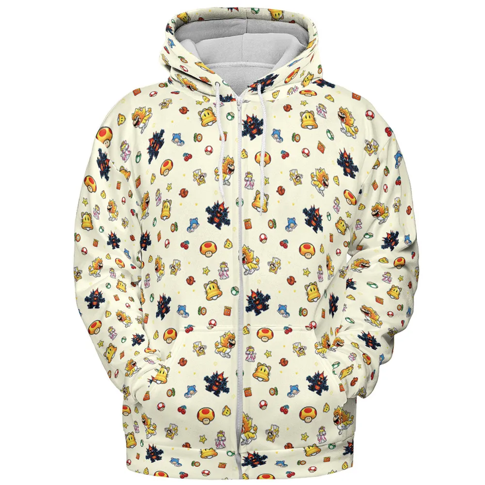 Super Mario Characters Pattern All-over Print Hoodie - 4