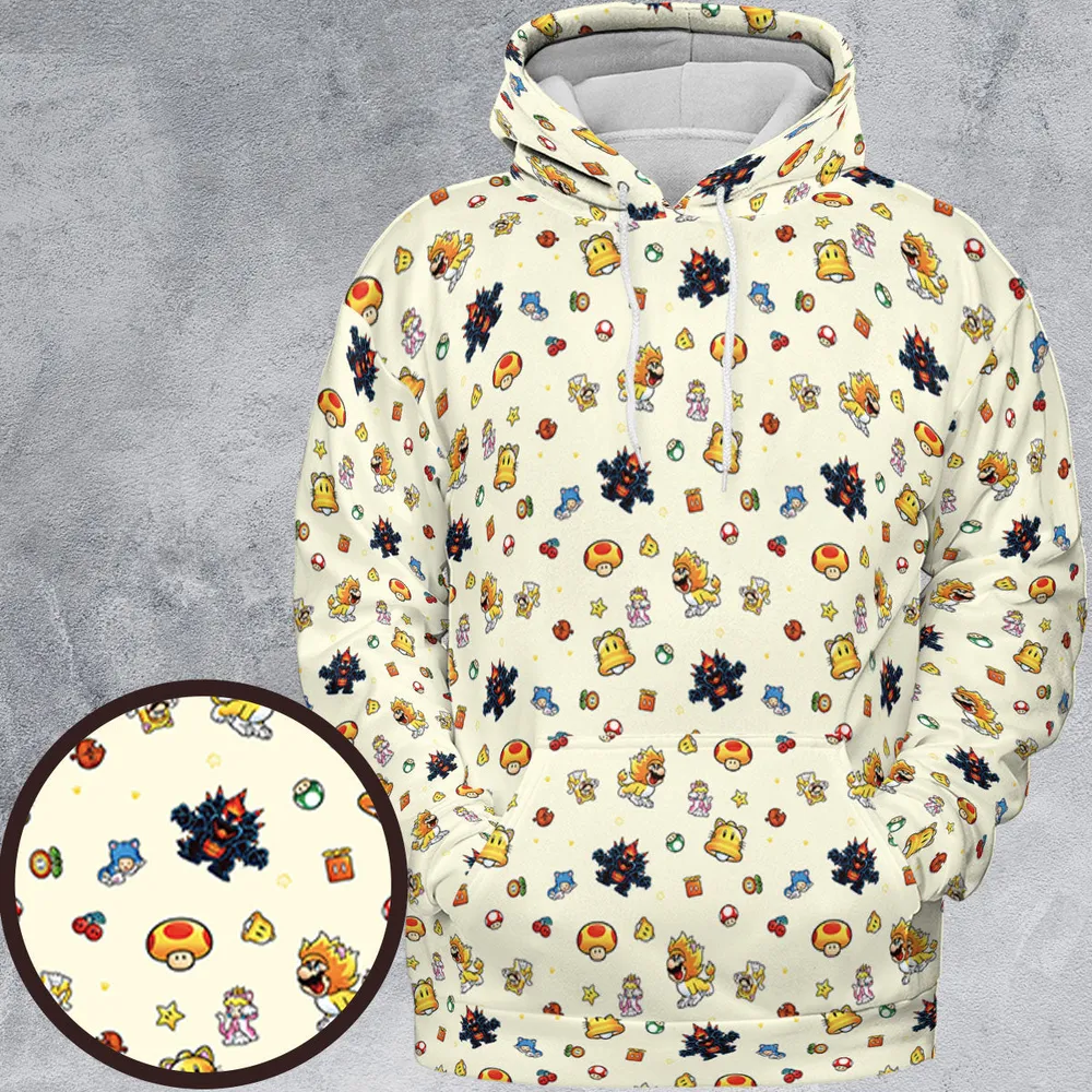 Super Mario Characters Pattern All-over Print Hoodie - 2
