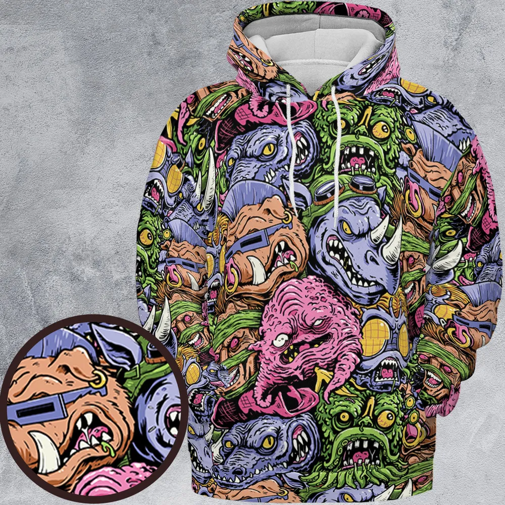 Nostalgic Villains Teenage Mutant Ninja Turtles All-over Print Hoodie - 2