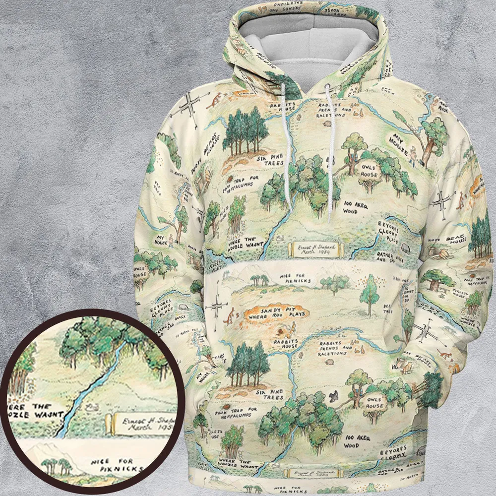 Hundred Acre Wood Map All-over Print Hoodie - 2