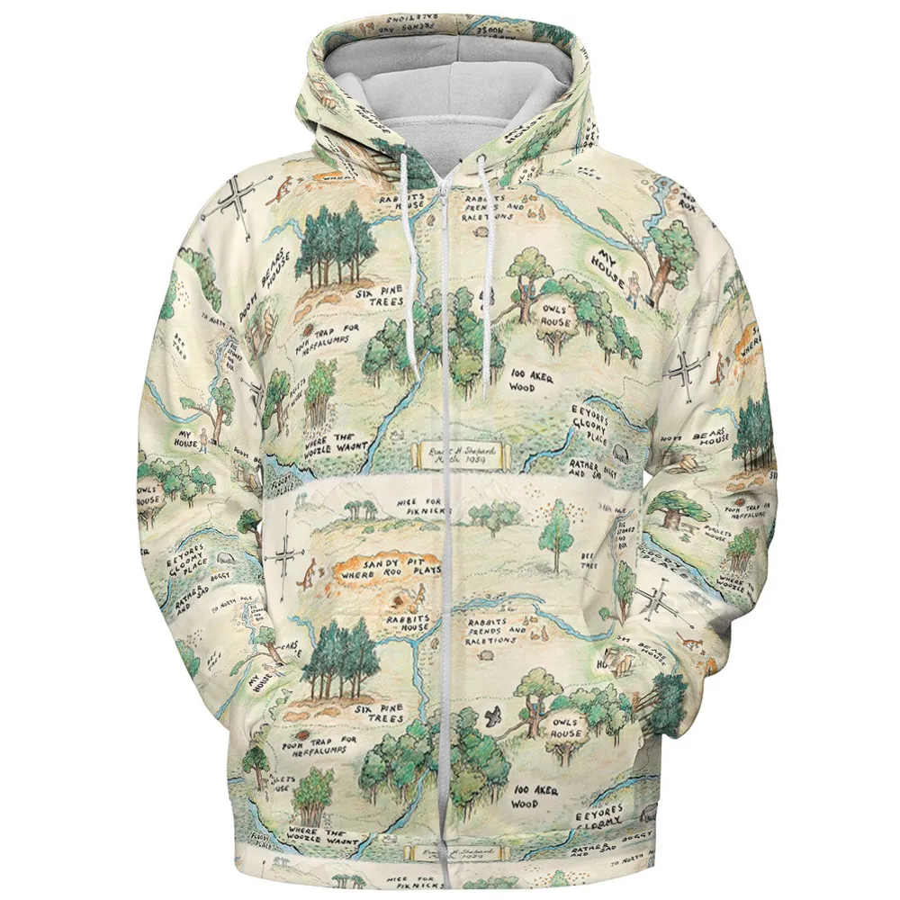 Hundred Acre Wood Map All-over Print Hoodie - 4