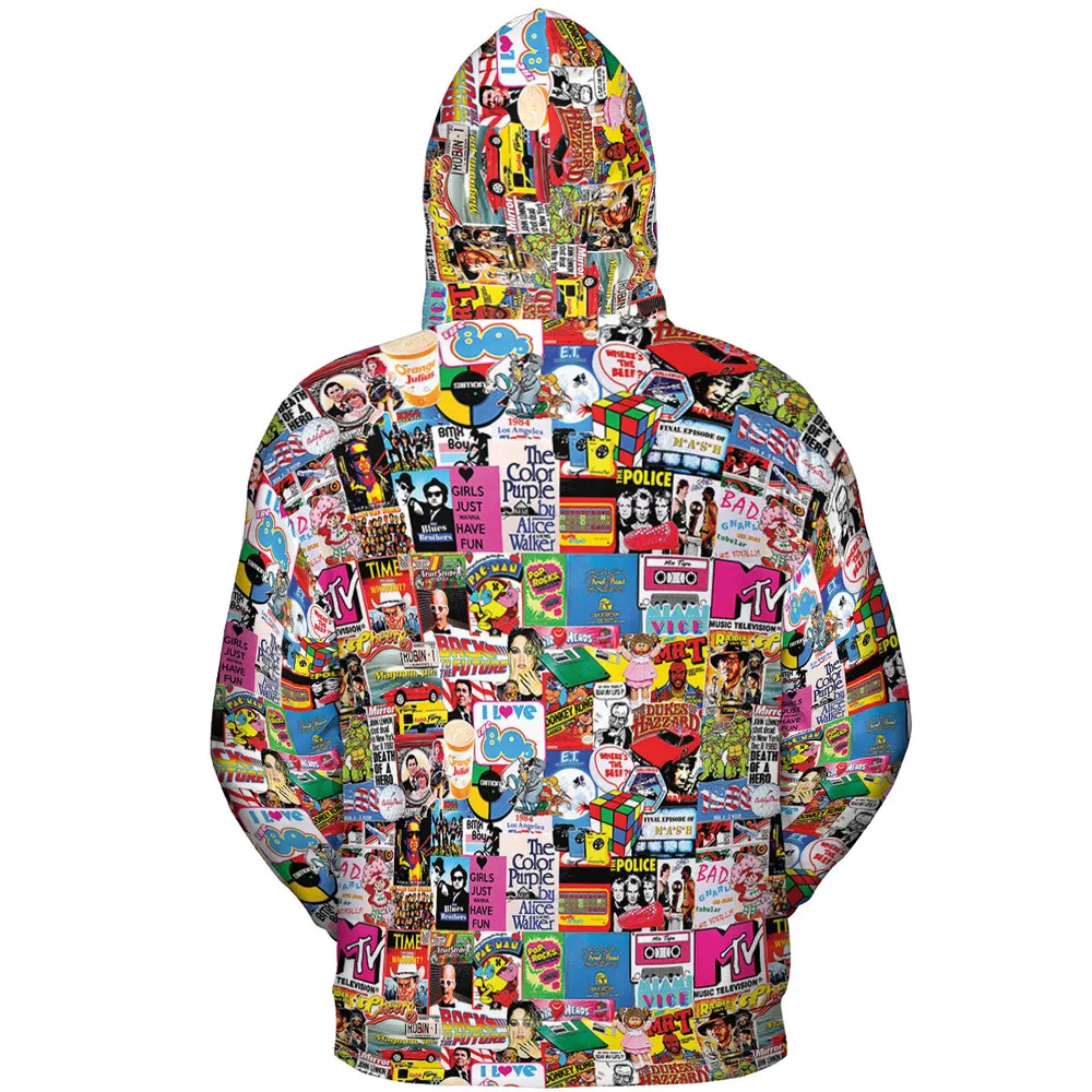 I heart 80s Collage Mr. T Back To the Future Pac-man All-over Print Hoodie - 5