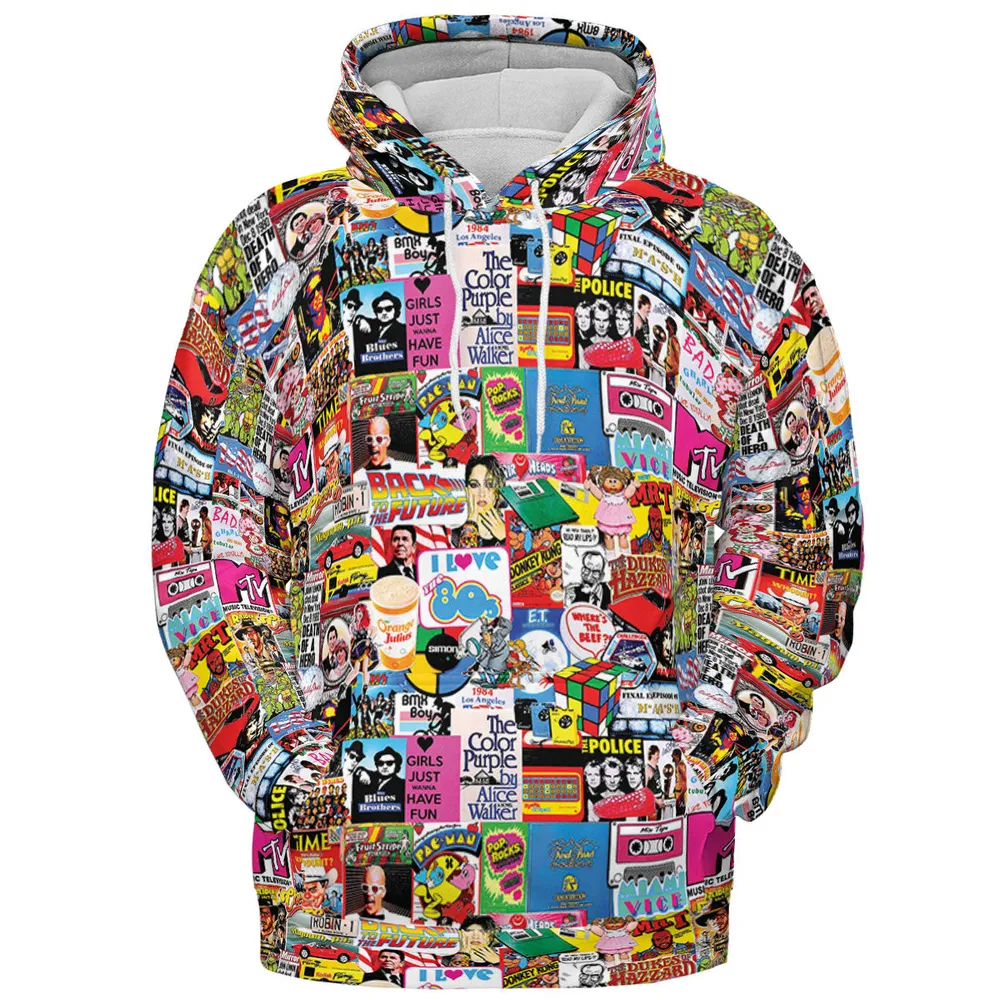I heart 80s Collage Mr. T Back To the Future Pac-man All-over Print Hoodie - 3