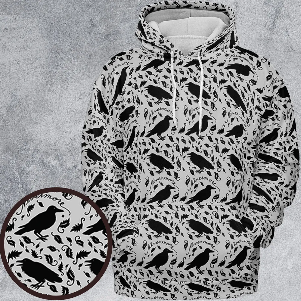 Nevermore The Raven Edgar Allan Poe Pattern All-over Print Hoodie - 2