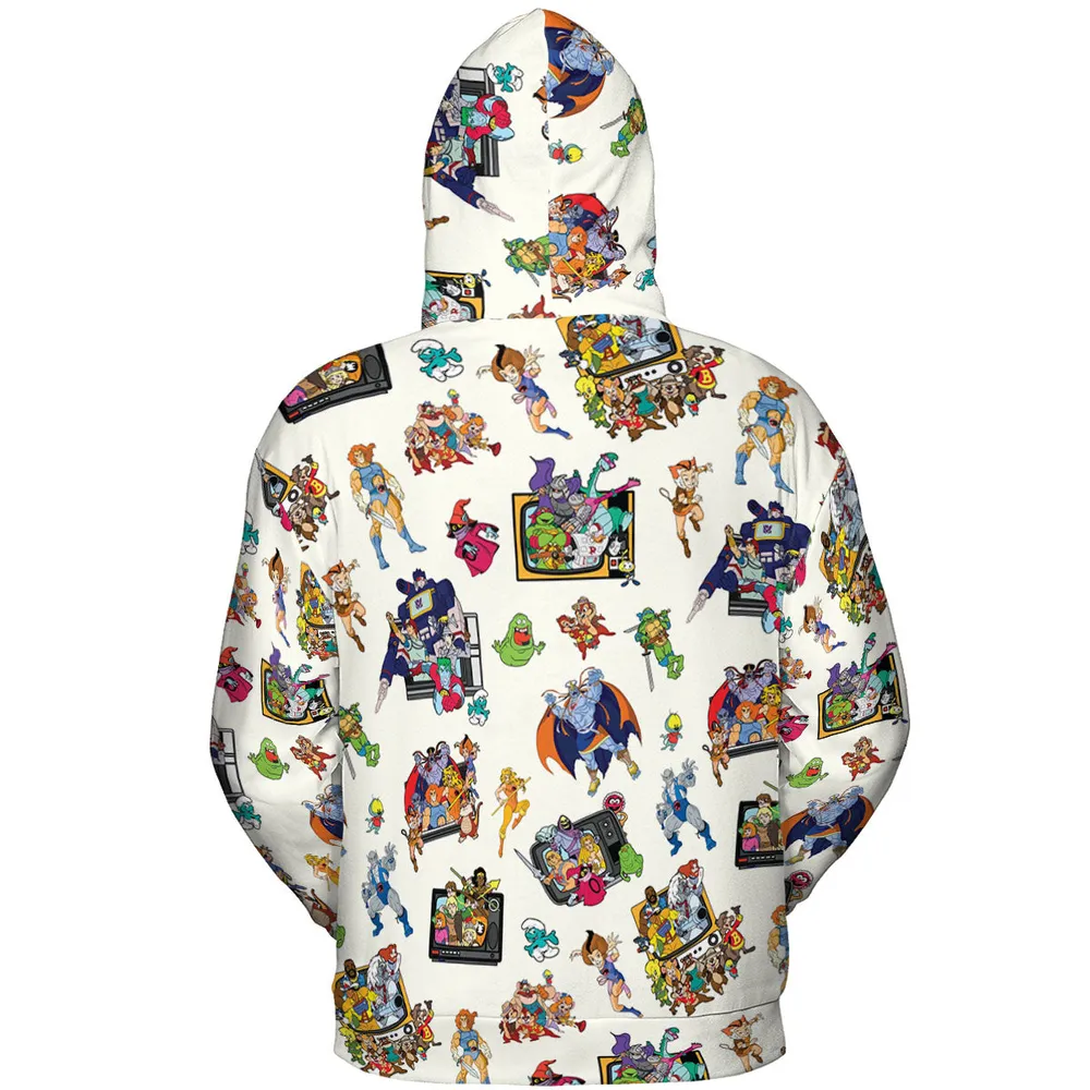 80s Famous Cartoon Characters Pattern All-over Print Hoodie - 5
