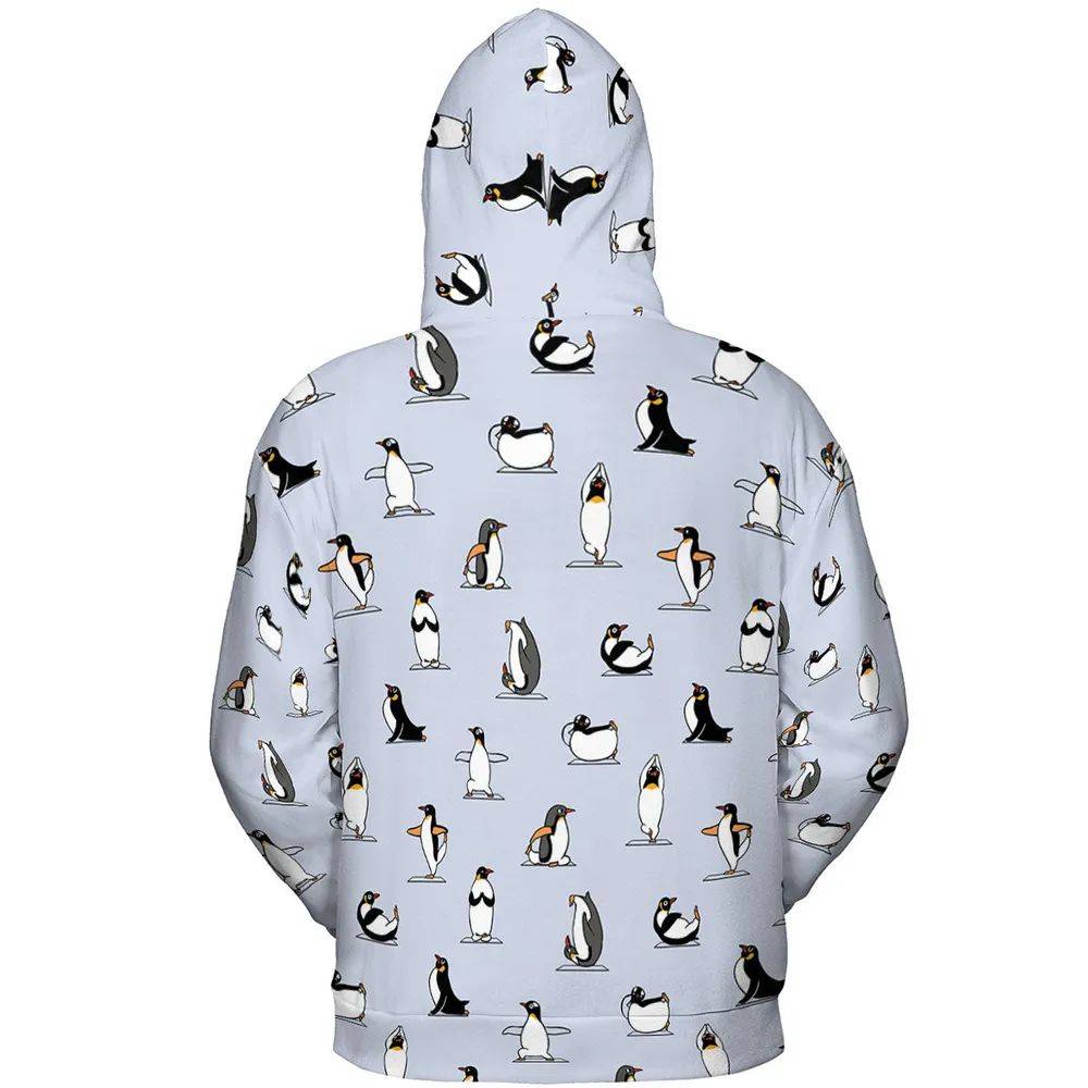 Penguin Yoga Pattern All-over Print Hoodie - 5