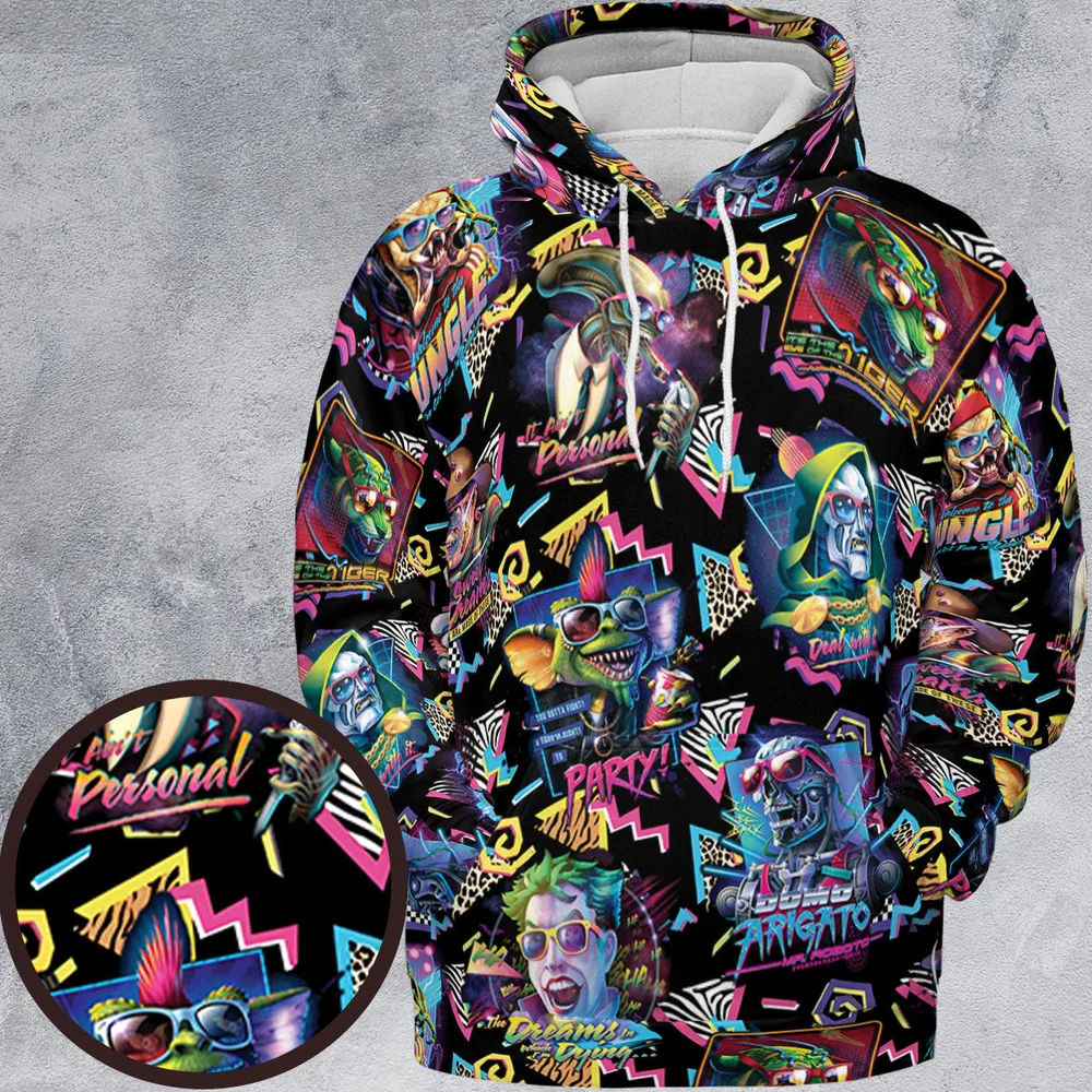Retro Horror Characters Halloween All-over Print Hoodie - 2