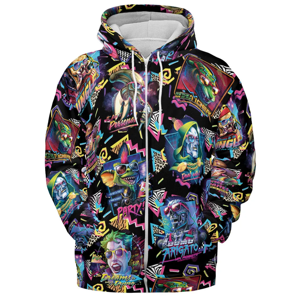 Retro Horror Characters Halloween All-over Print Hoodie - 4