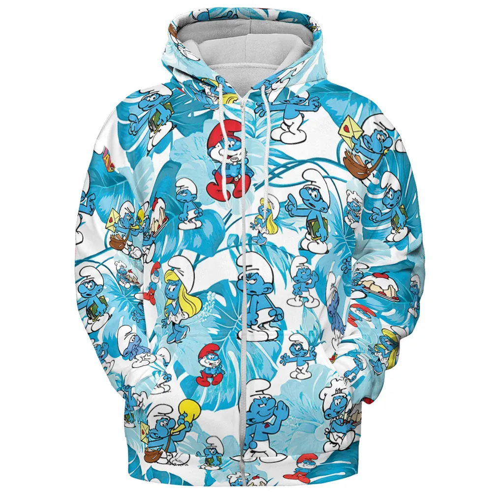 The Smurfs Pattern All-over Print Hoodie - 4