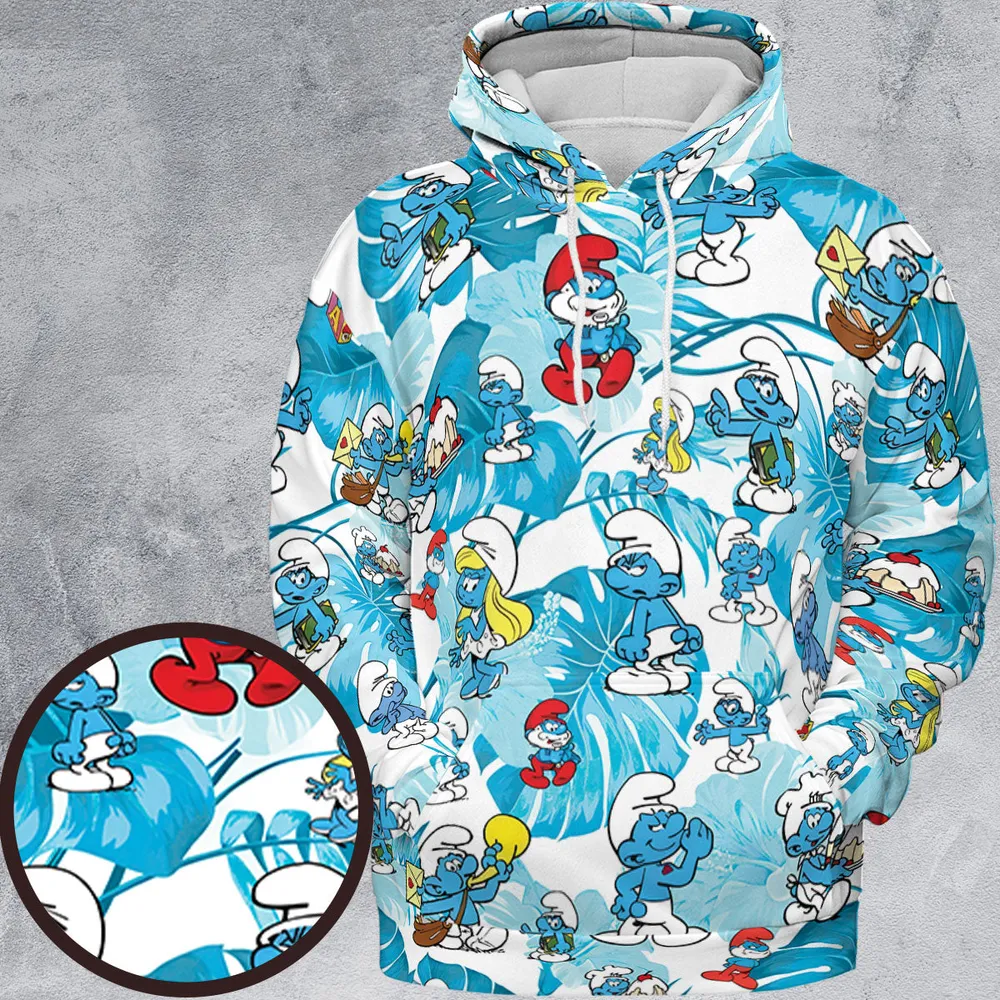The Smurfs Pattern All-over Print Hoodie - 2