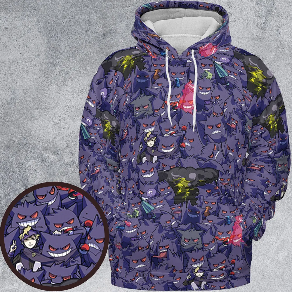 Gengars Pokemon Pattern All-over Print Hoodie - 2
